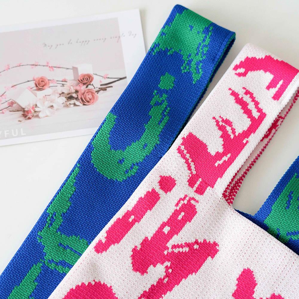 AHUA阿華有事嗎 韓系包包  噴漆英文針織手提包 B0073 韓妞必備包 百搭配件 包包 袋子 手袋 肩包 日系-細節圖9