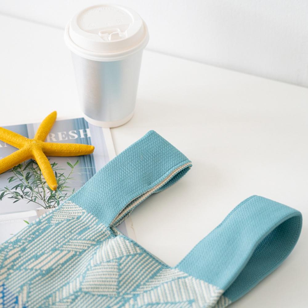 AHUA阿華有事嗎 韓系包包  滿版幾何森林線條針織手提包 B0081 百搭配件 袋子 手袋 肩包-細節圖5