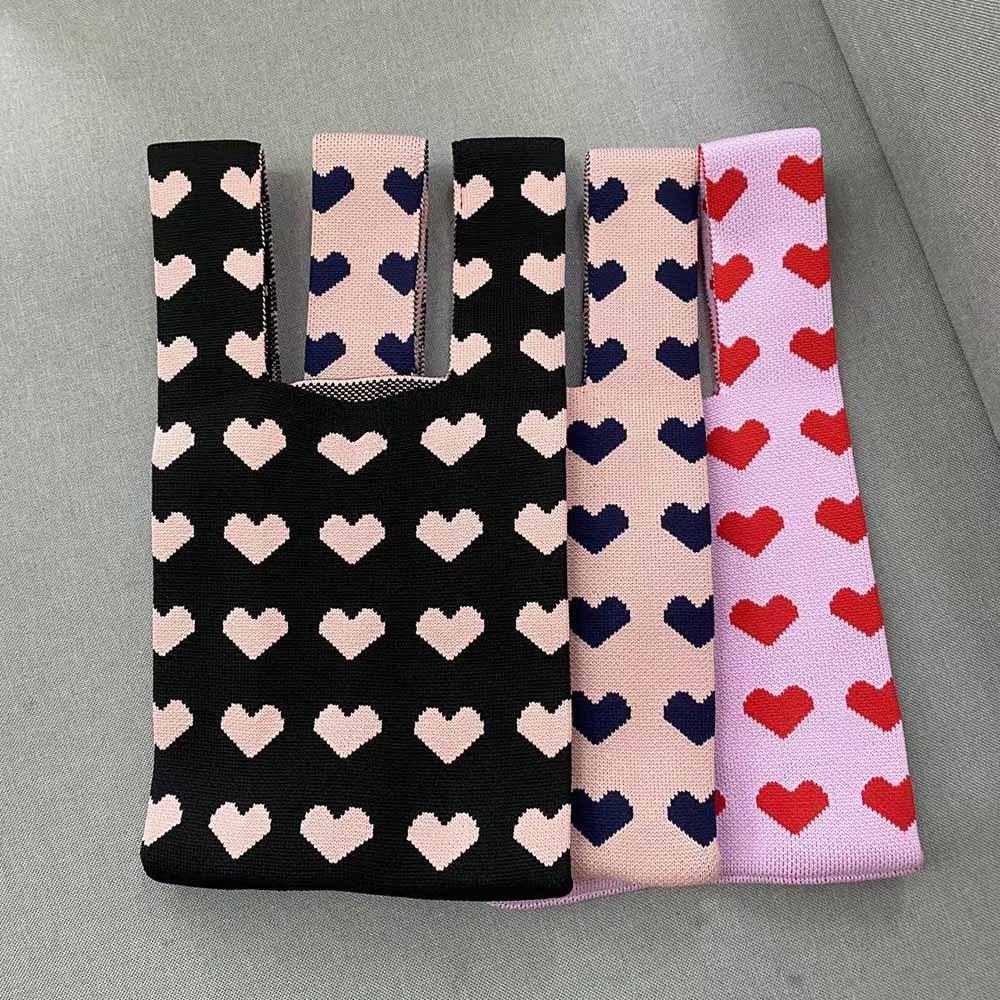 AHUA阿華有事嗎 韓系包包  滿版愛心針織手提包 B0076 韓妞必備包 百搭配件 包包 袋子 手袋 肩包 日系-細節圖8