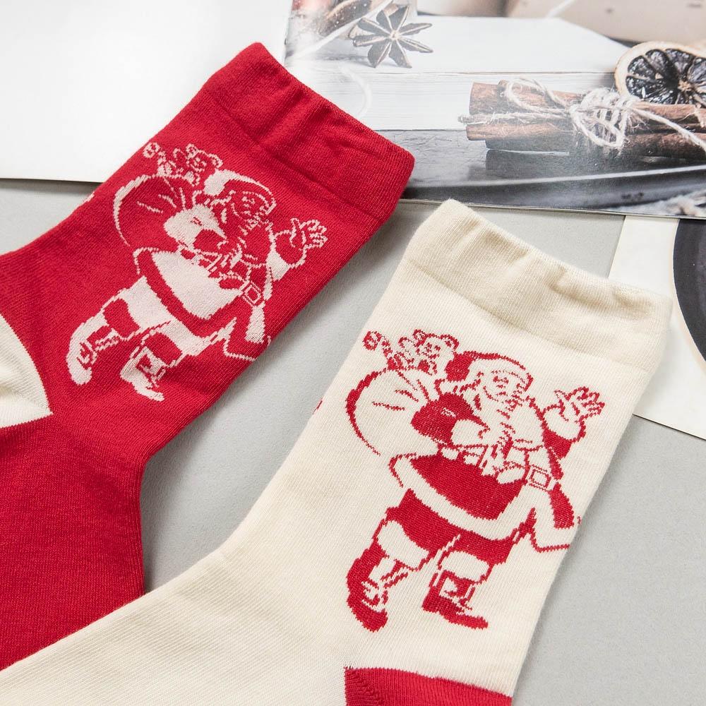 AHUA阿華有事嗎 韓國襪子 聖誕老人雙色印花中筒襪 女襪 K1600 聖誕襪 襪子推薦 流行襪首選 長襪 純棉襪-細節圖4