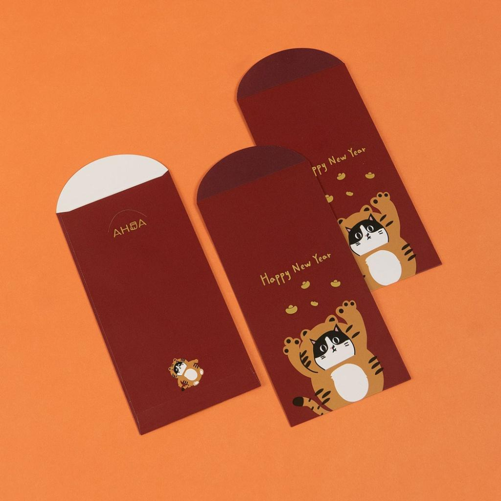 AHUA阿華有事嗎 阿華獨家訂製 2022虎虎生風貓咪紅包袋3入1包 D0009 新年過年春節 燙金紅包袋-細節圖3