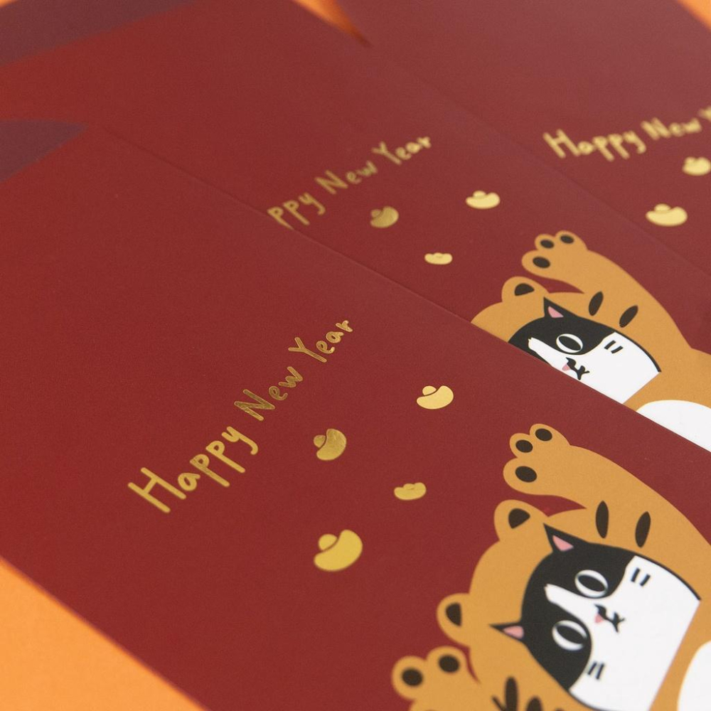 AHUA阿華有事嗎 阿華獨家訂製 2022虎虎生風貓咪紅包袋3入1包 D0009 新年過年春節 燙金紅包袋-細節圖5
