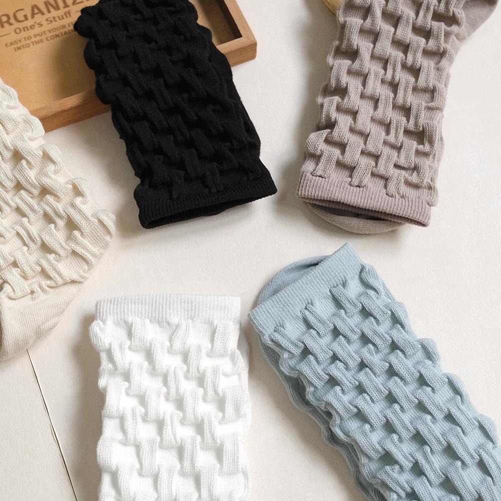 AHUA阿華有事嗎 滿版純色立浮雕格子中筒襪 K2199 正韓襪子 百搭純棉襪 韓妞必備 少女襪-細節圖5