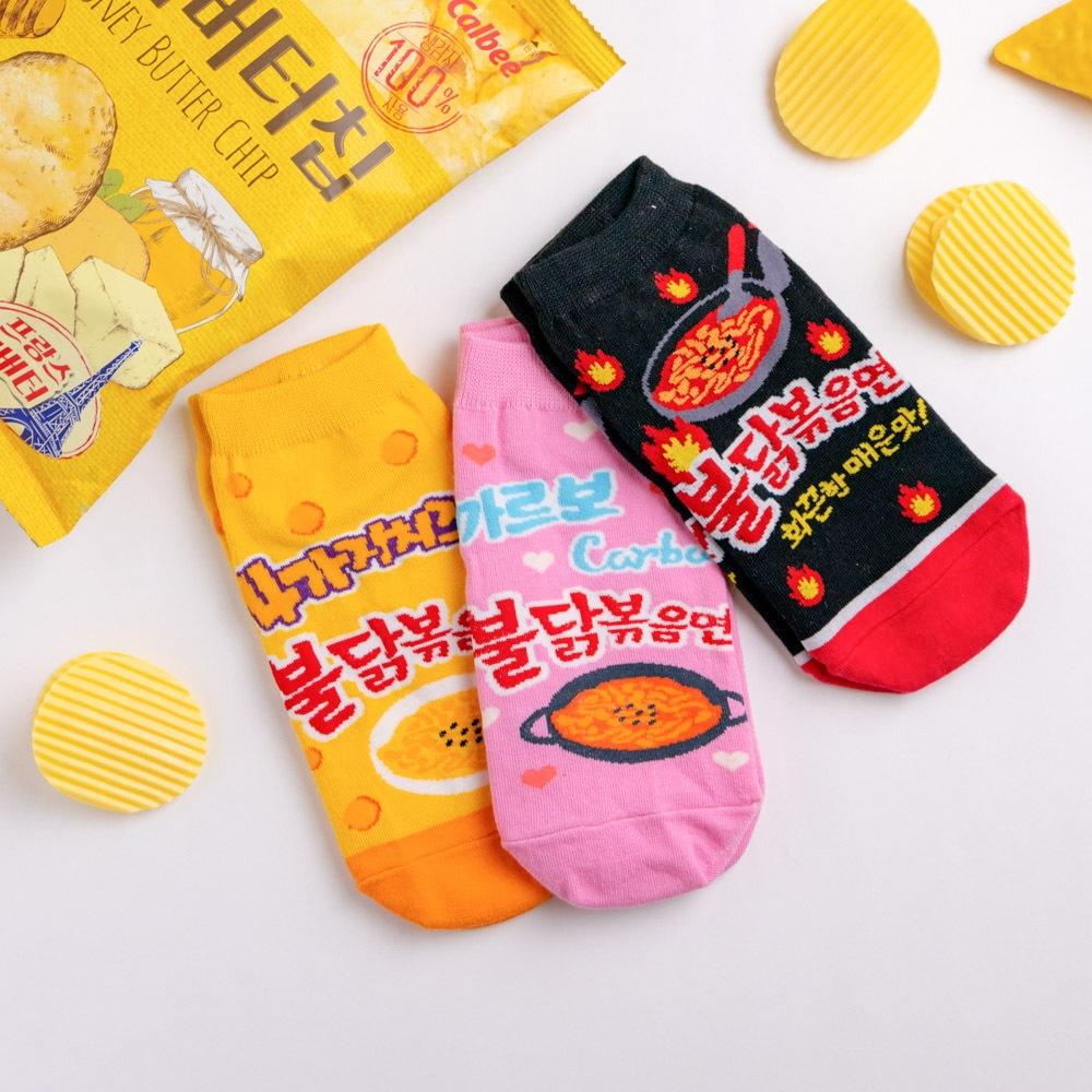 AHUA 韓國襪子 韓國辣味火雞麵口味短襪 K1989 韓妞必備 百搭純棉襪 正韓襪子 少女襪 搞怪 造型襪 阿華有事嗎-細節圖4