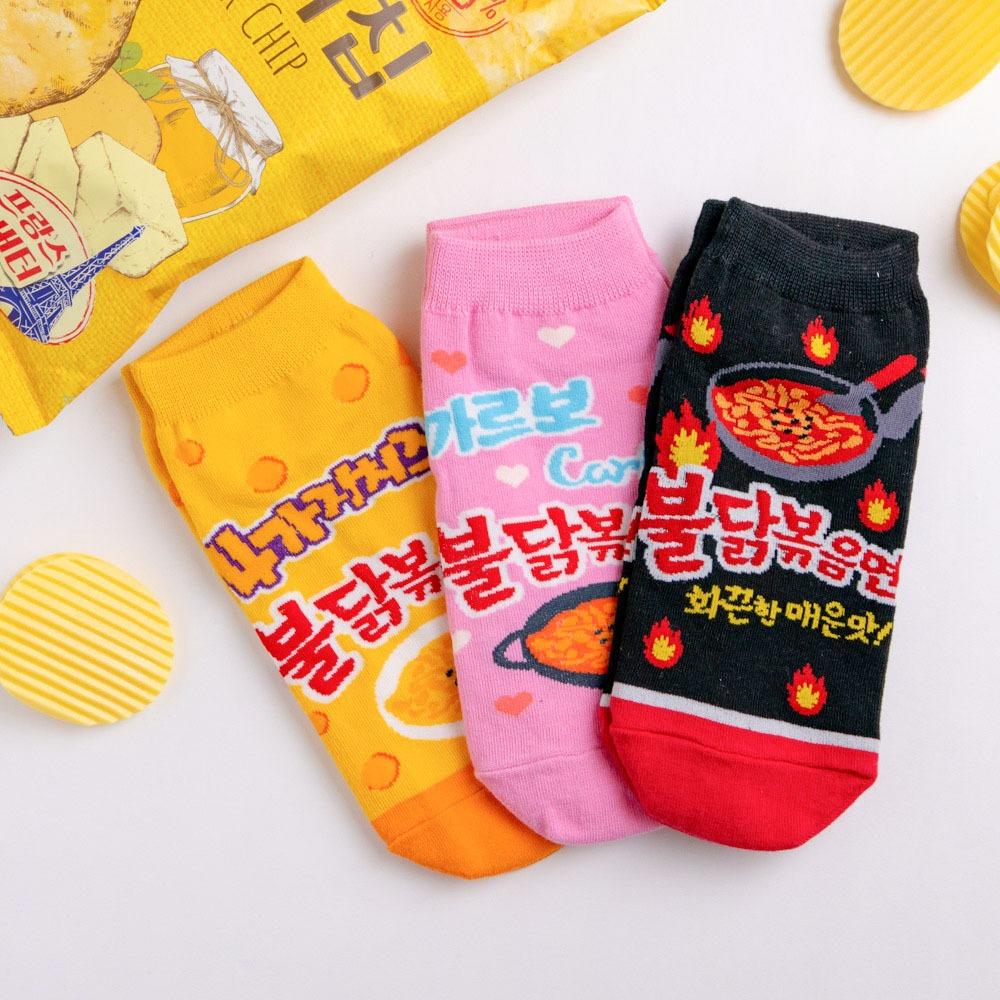 AHUA 韓國襪子 韓國辣味火雞麵口味短襪 K1989 韓妞必備 百搭純棉襪 正韓襪子 少女襪 搞怪 造型襪 阿華有事嗎-細節圖5