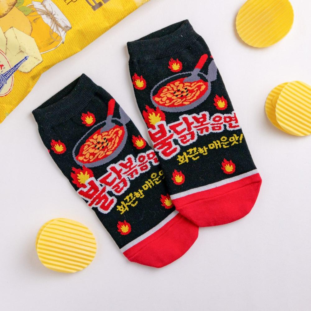 AHUA 韓國襪子 韓國辣味火雞麵口味短襪 K1989 韓妞必備 百搭純棉襪 正韓襪子 少女襪 搞怪 造型襪 阿華有事嗎-細節圖8