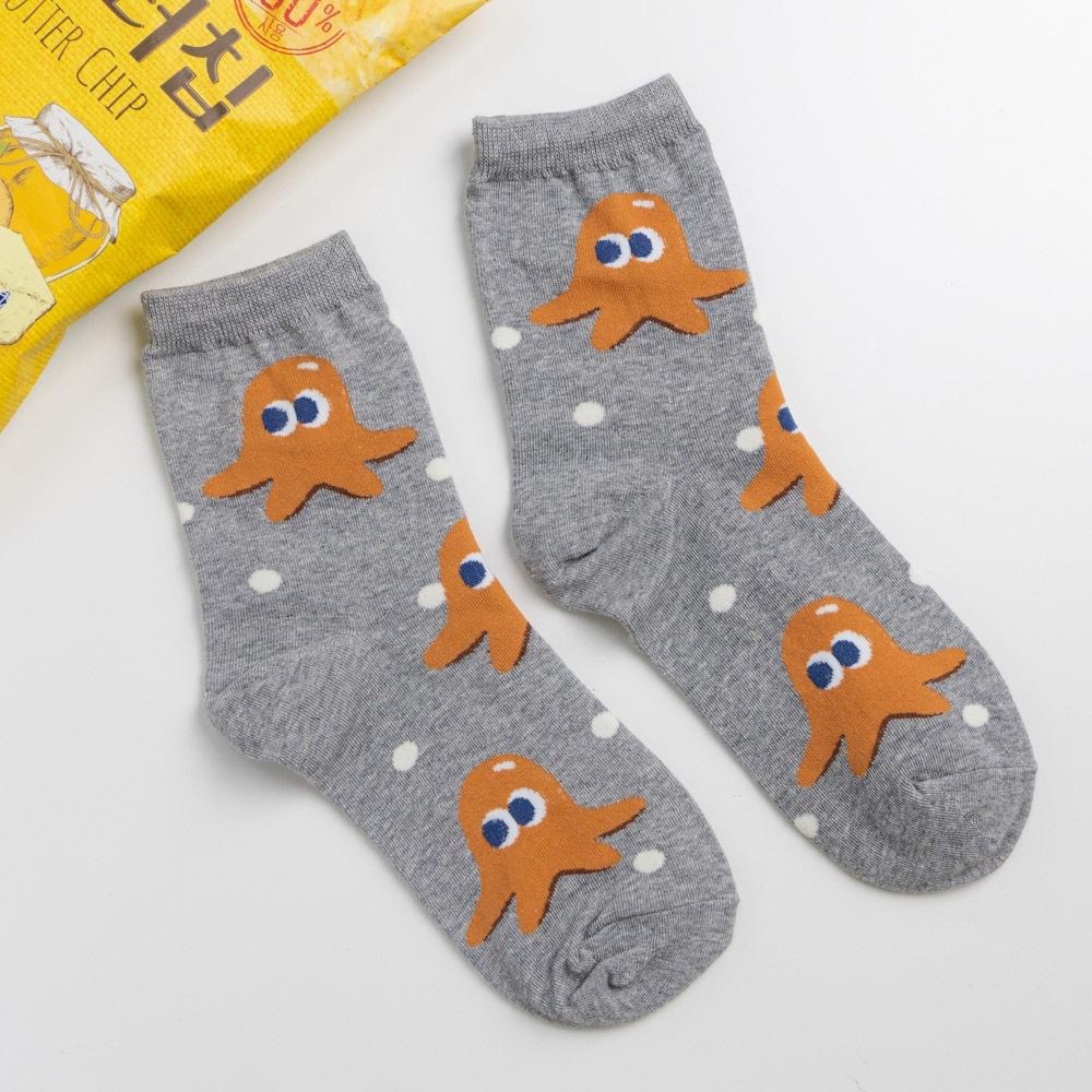 AHUA 韓國襪子 滿版點點眼睛食物中筒襪 K1953 韓國襪子 韓妞必備 正韓襪子 純棉襪 女襪 阿華有事嗎-細節圖8