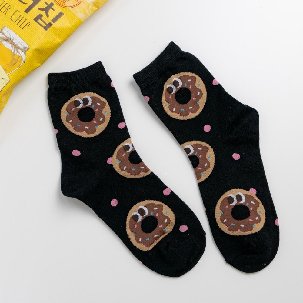 AHUA 韓國襪子 滿版點點眼睛食物中筒襪 K1953 韓國襪子 韓妞必備 正韓襪子 純棉襪 女襪 阿華有事嗎-細節圖9