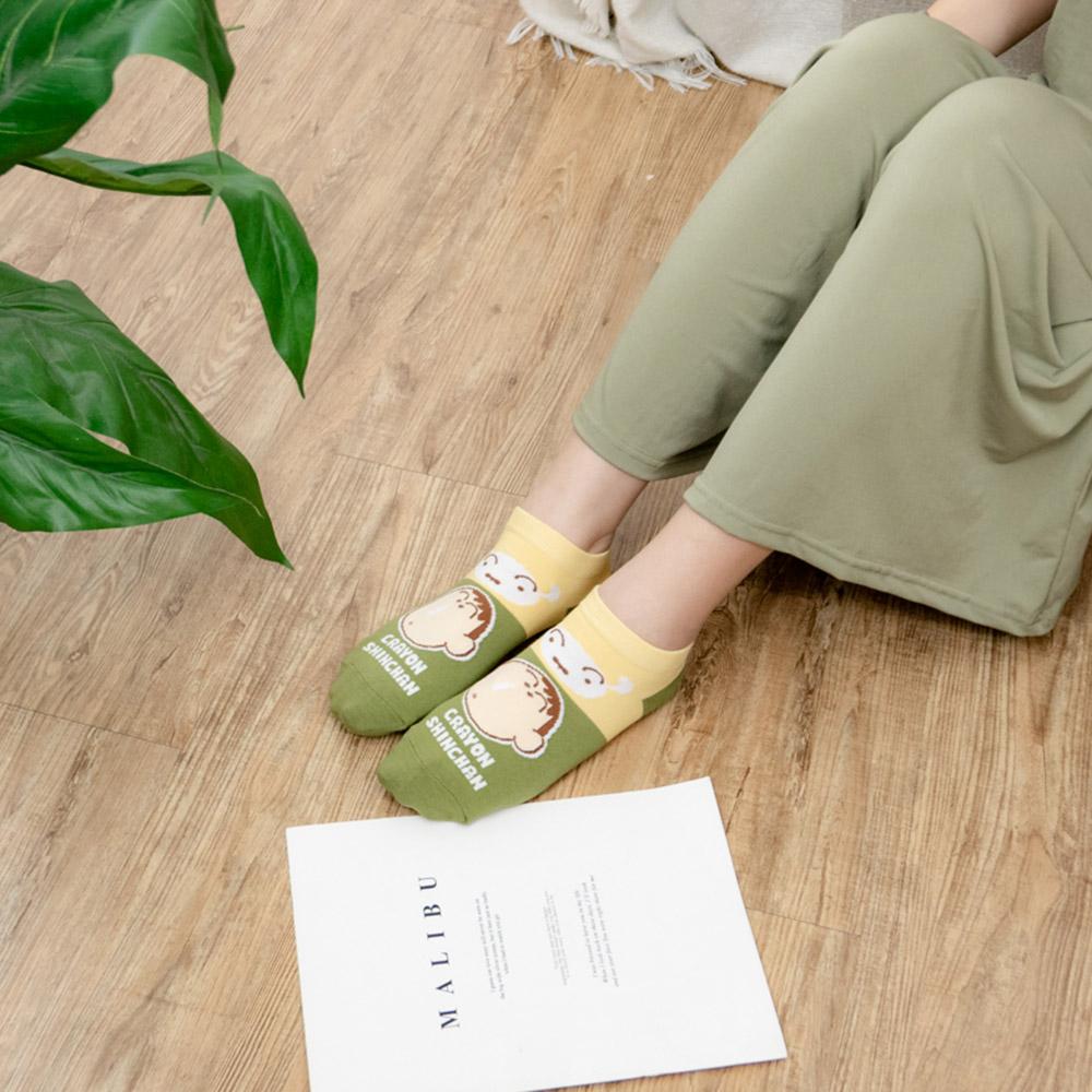 AHUA阿華有事嗎 韓國襪子 蠟筆小新拼接小白短襪 K1793 正韓 卡通百搭純棉襪 韓系日系 少女襪-細節圖4