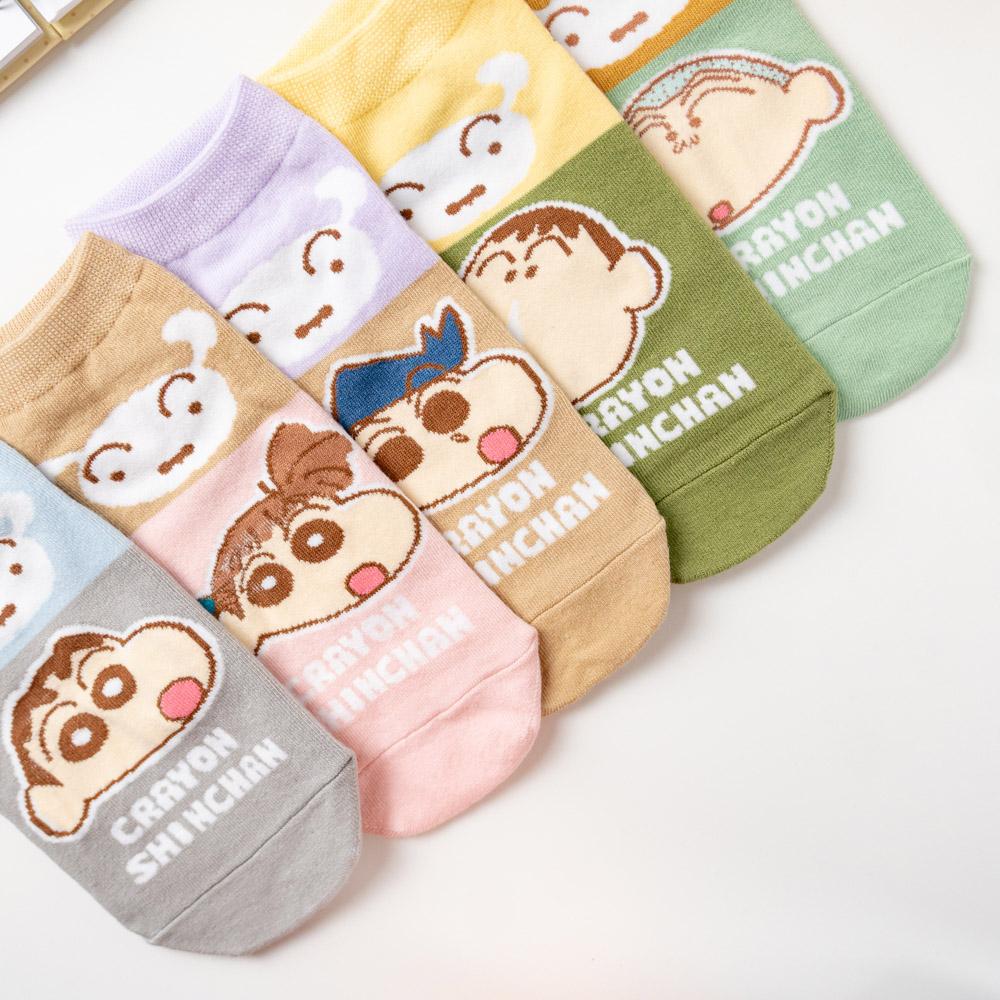 AHUA阿華有事嗎 韓國襪子 蠟筆小新拼接小白短襪 K1793 正韓 卡通百搭純棉襪 韓系日系 少女襪-細節圖7