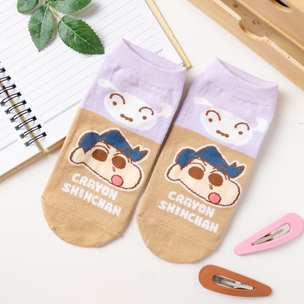 AHUA阿華有事嗎 韓國襪子 蠟筆小新拼接小白短襪 K1793 正韓 卡通百搭純棉襪 韓系日系 少女襪-細節圖9