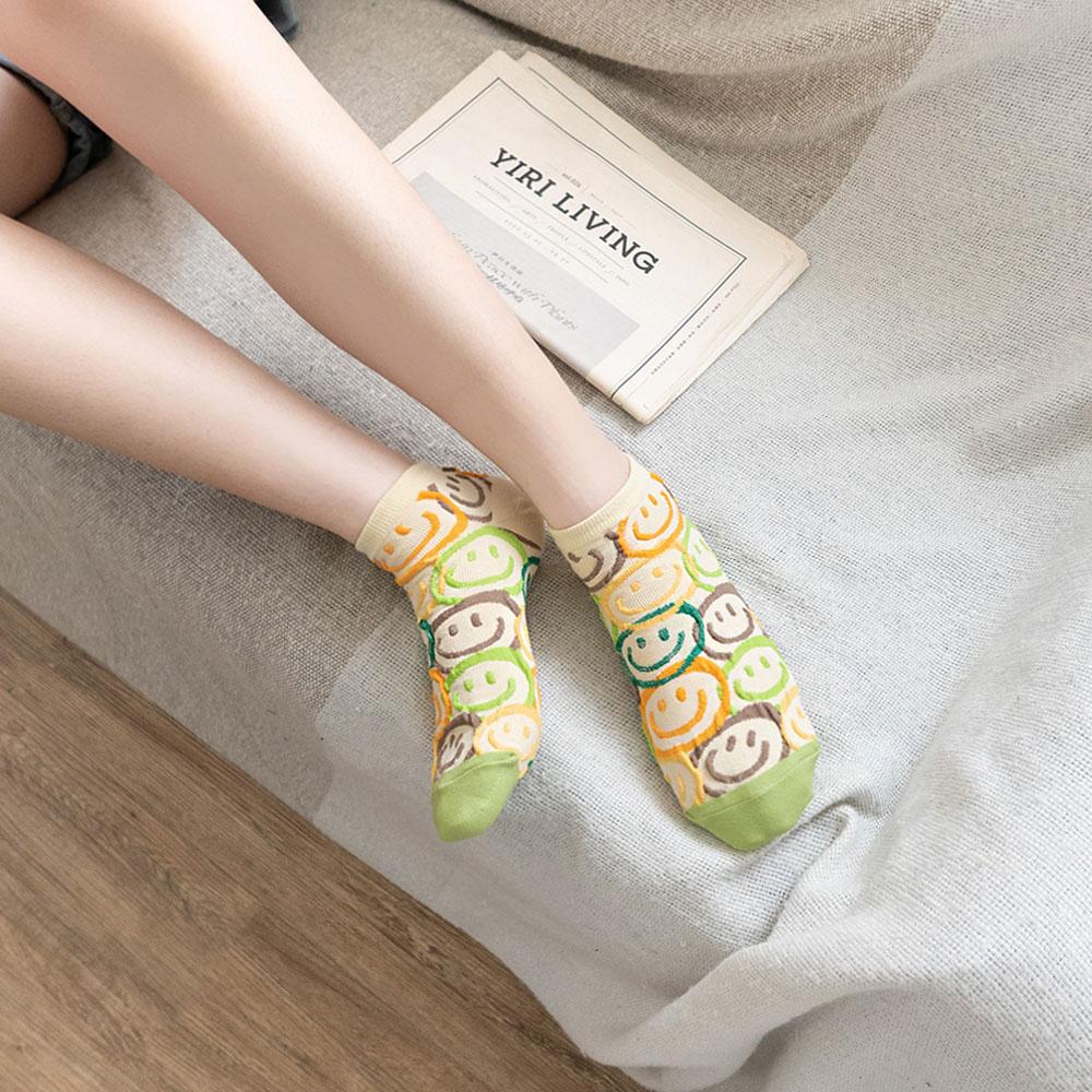AHUA阿華有事嗎 韓國襪子 滿版彩色縷空笑臉短襪  K1712 襪子推薦 流行襪首選 長襪 可愛 日系 短襪-細節圖4