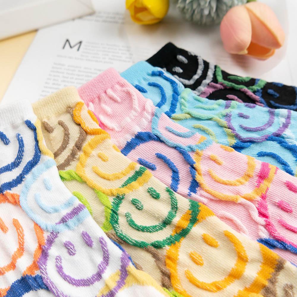 AHUA阿華有事嗎 韓國襪子 滿版彩色縷空笑臉短襪  K1712 襪子推薦 流行襪首選 長襪 可愛 日系 短襪-細節圖6