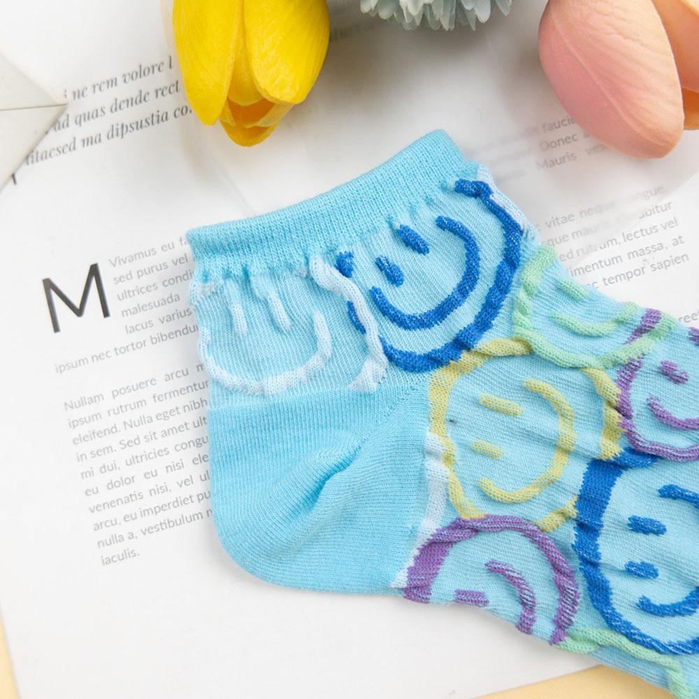 AHUA阿華有事嗎 韓國襪子 滿版彩色縷空笑臉短襪  K1712 襪子推薦 流行襪首選 長襪 可愛 日系 短襪-細節圖7