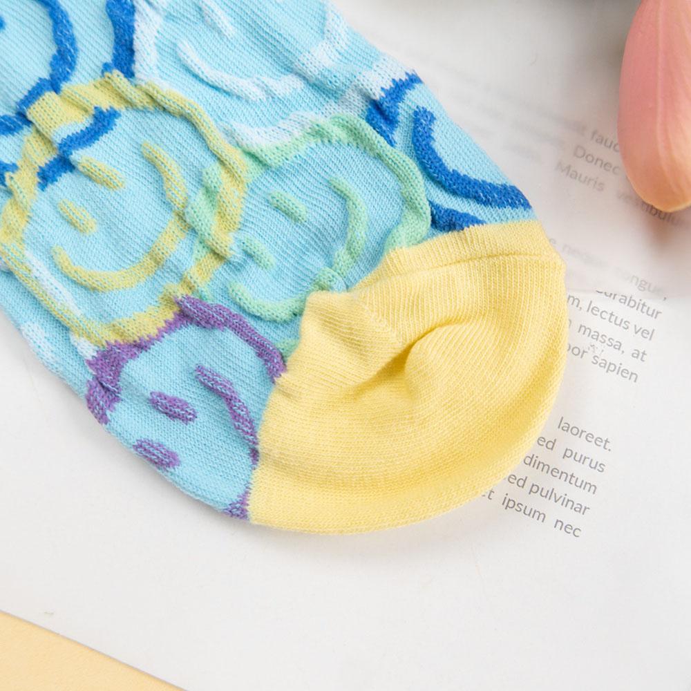 AHUA阿華有事嗎 韓國襪子 滿版彩色縷空笑臉短襪  K1712 襪子推薦 流行襪首選 長襪 可愛 日系 短襪-細節圖8