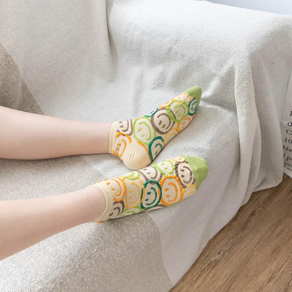 AHUA阿華有事嗎 韓國襪子 滿版彩色縷空笑臉短襪  K1712 襪子推薦 流行襪首選 長襪 可愛 日系 短襪-細節圖9