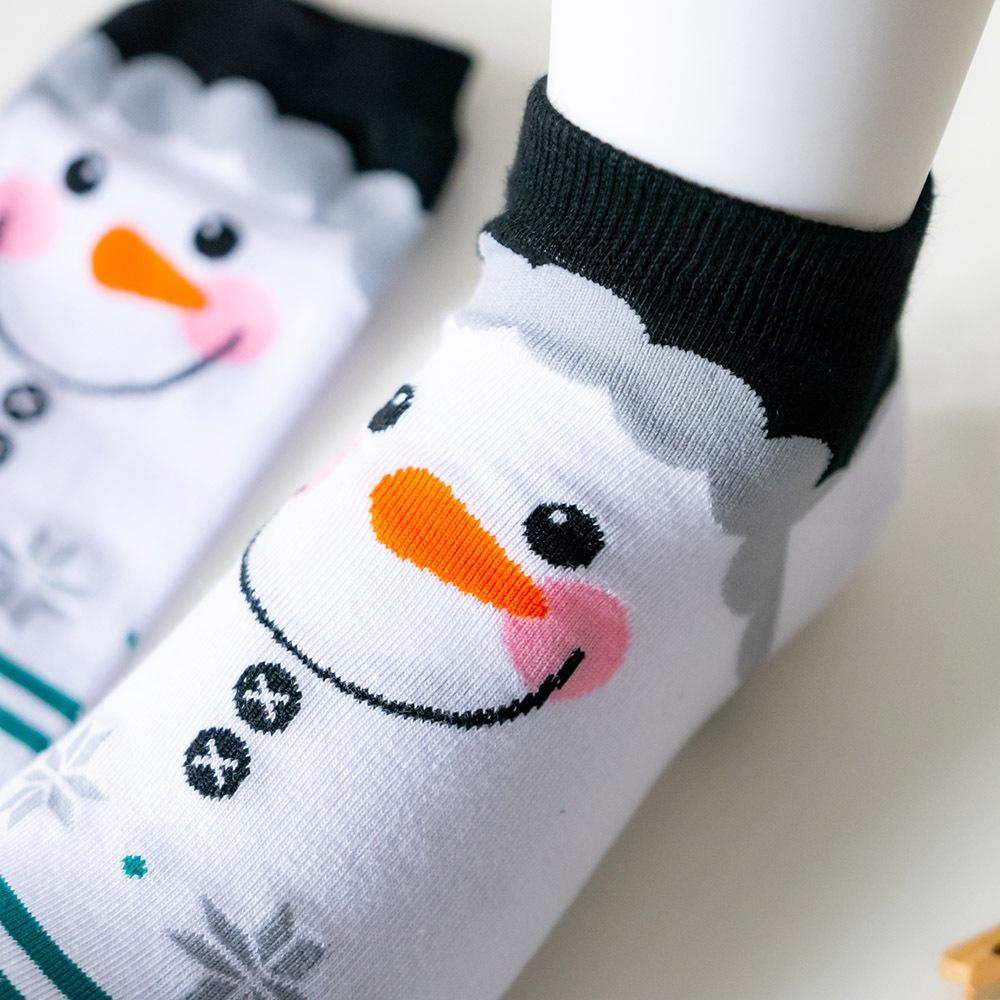 AHUA阿華有事嗎 韓國襪子 全版大臉聖誕人物雪花雙線條短襪 K1919 正韓熱賣款 韓妞必備長襪 百搭純棉襪-細節圖5