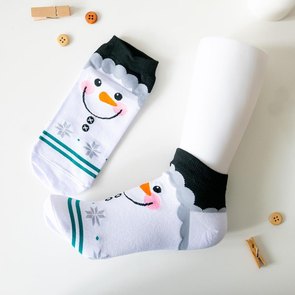 AHUA阿華有事嗎 韓國襪子 全版大臉聖誕人物雪花雙線條短襪 K1919 正韓熱賣款 韓妞必備長襪 百搭純棉襪-細節圖6