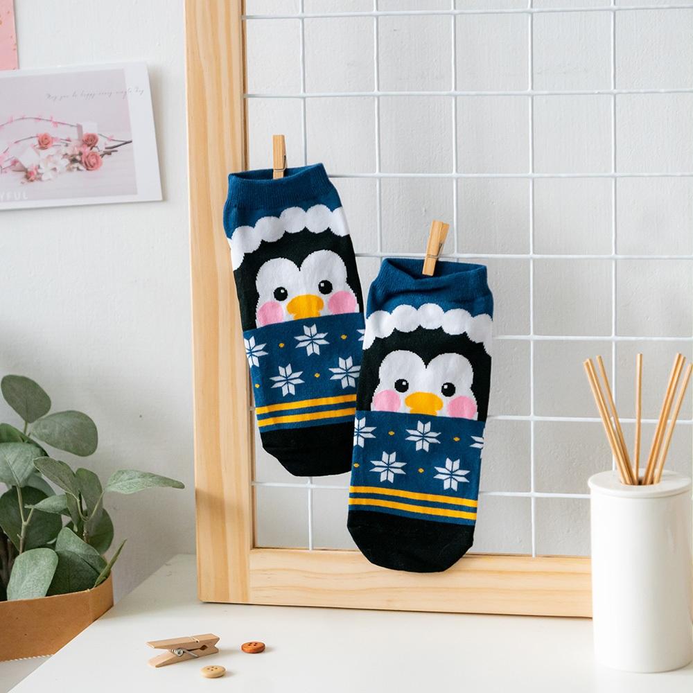 AHUA阿華有事嗎 韓國襪子 全版大臉聖誕人物雪花雙線條短襪 K1919 正韓熱賣款 韓妞必備長襪 百搭純棉襪-細節圖9