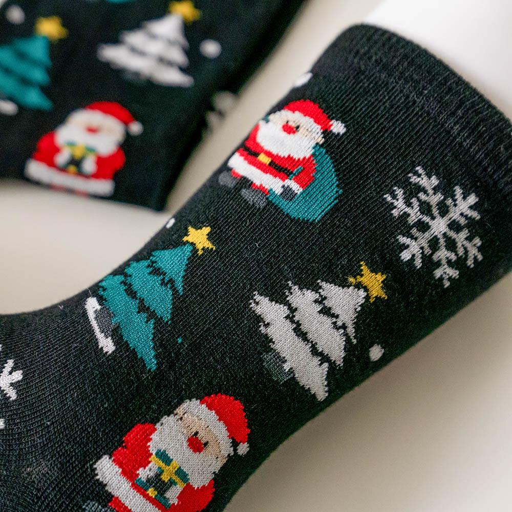 AHUA阿華有事嗎 韓國襪子 聖誕三個雪人中筒襪 K1920 正韓熱賣款 韓妞必備長襪 百搭純棉襪-細節圖5