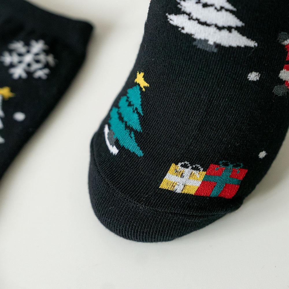 AHUA阿華有事嗎 韓國襪子 聖誕三個雪人中筒襪 K1920 正韓熱賣款 韓妞必備長襪 百搭純棉襪-細節圖6