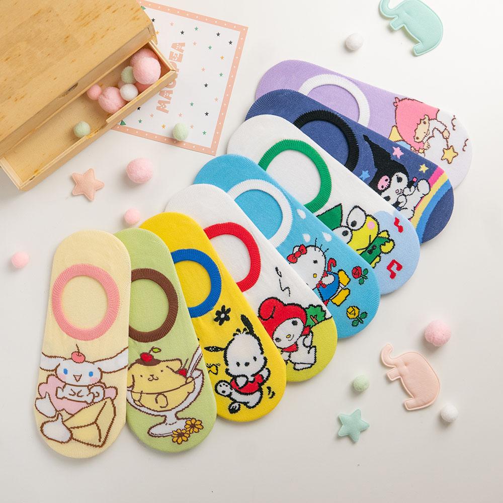 AHUA阿華有事嗎 韓國襪子 三麗鷗拼色隱形襪 K1741 正韓少女襪 韓妞必備長襪 百搭純棉襪 卡通襪-細節圖3