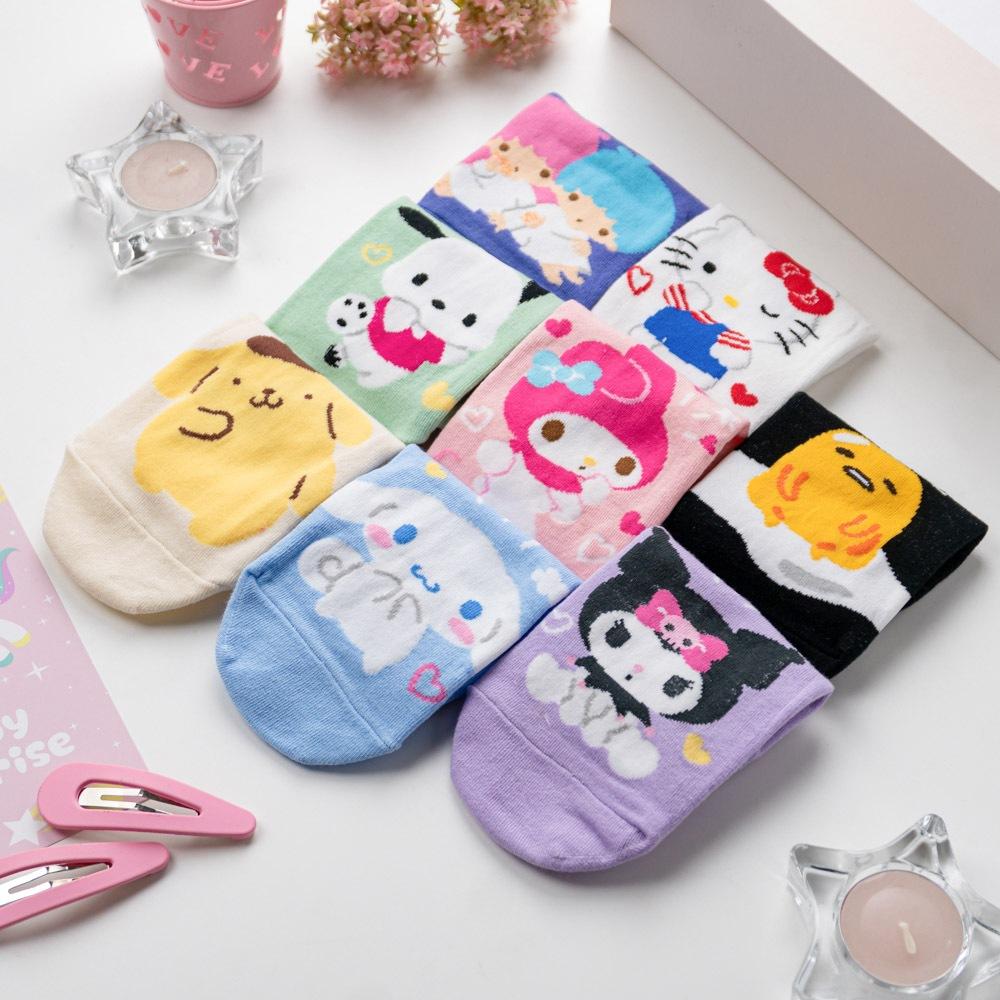 AHUA阿華有事嗎 韓國襪子 三麗鷗立體耳朵全身人物名字短襪 K1883 韓妞必備 百搭純棉襪 卡通 日系 可愛-細節圖4