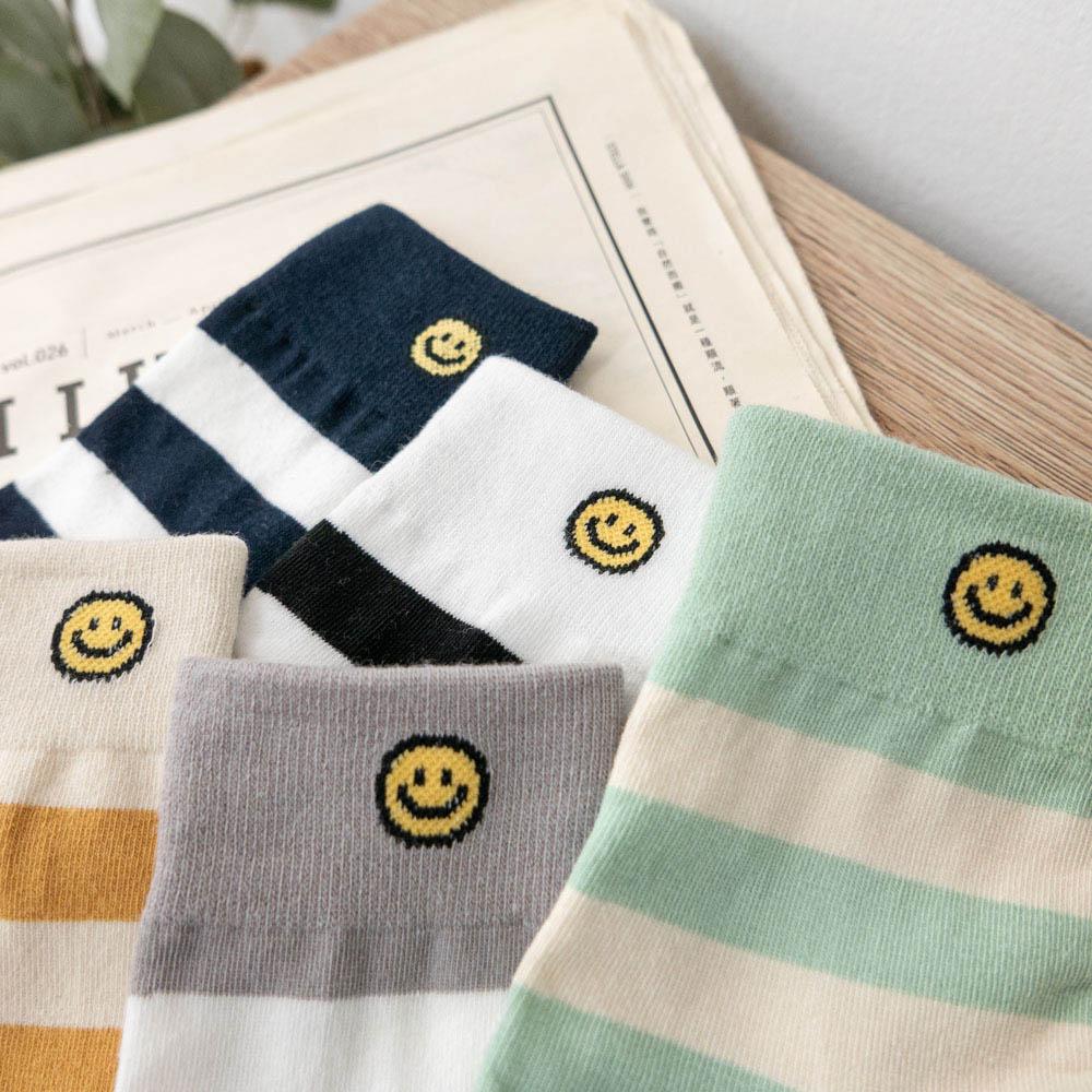 AHUA阿華有事嗎 韓國襪子 笑臉條紋中筒襪 K1735  襪子推薦 流行襪首選 長襪 可愛 日系 短襪 隱形襪-細節圖7