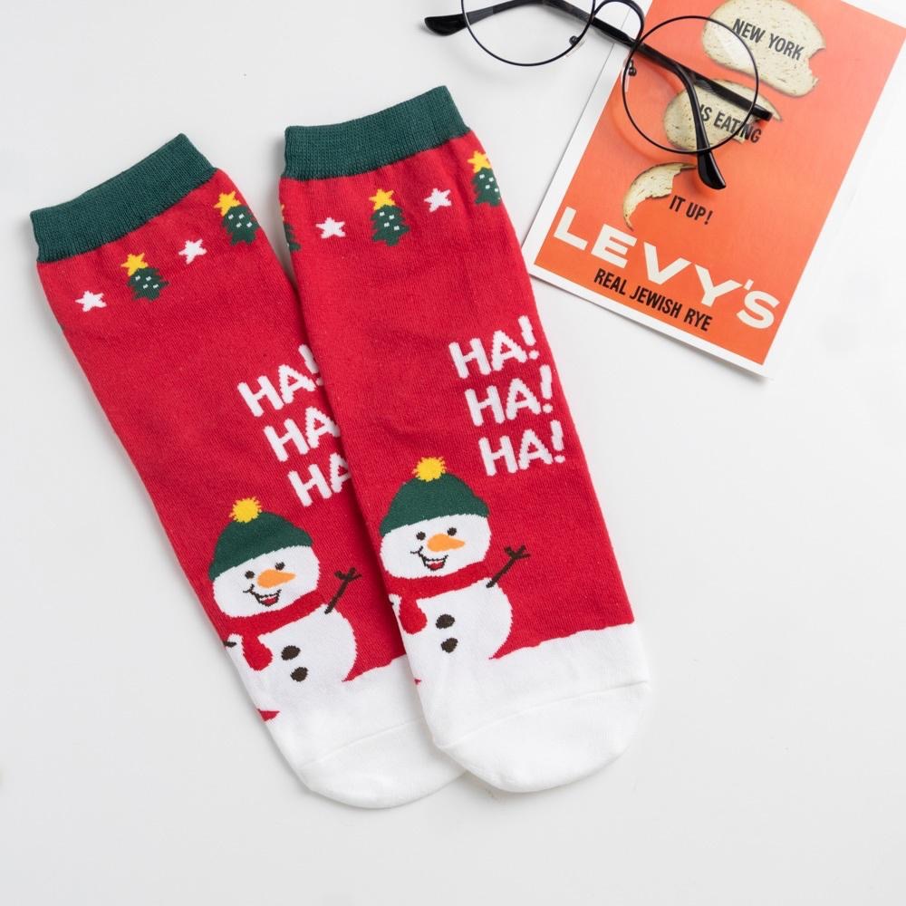 AHUA阿華有事嗎 韓國襪子HO!HA!襪口拼色聖誕人物打招呼中筒襪 K1922 韓妞必備 百搭純棉襪 聖誕襪 交換禮物-細節圖7
