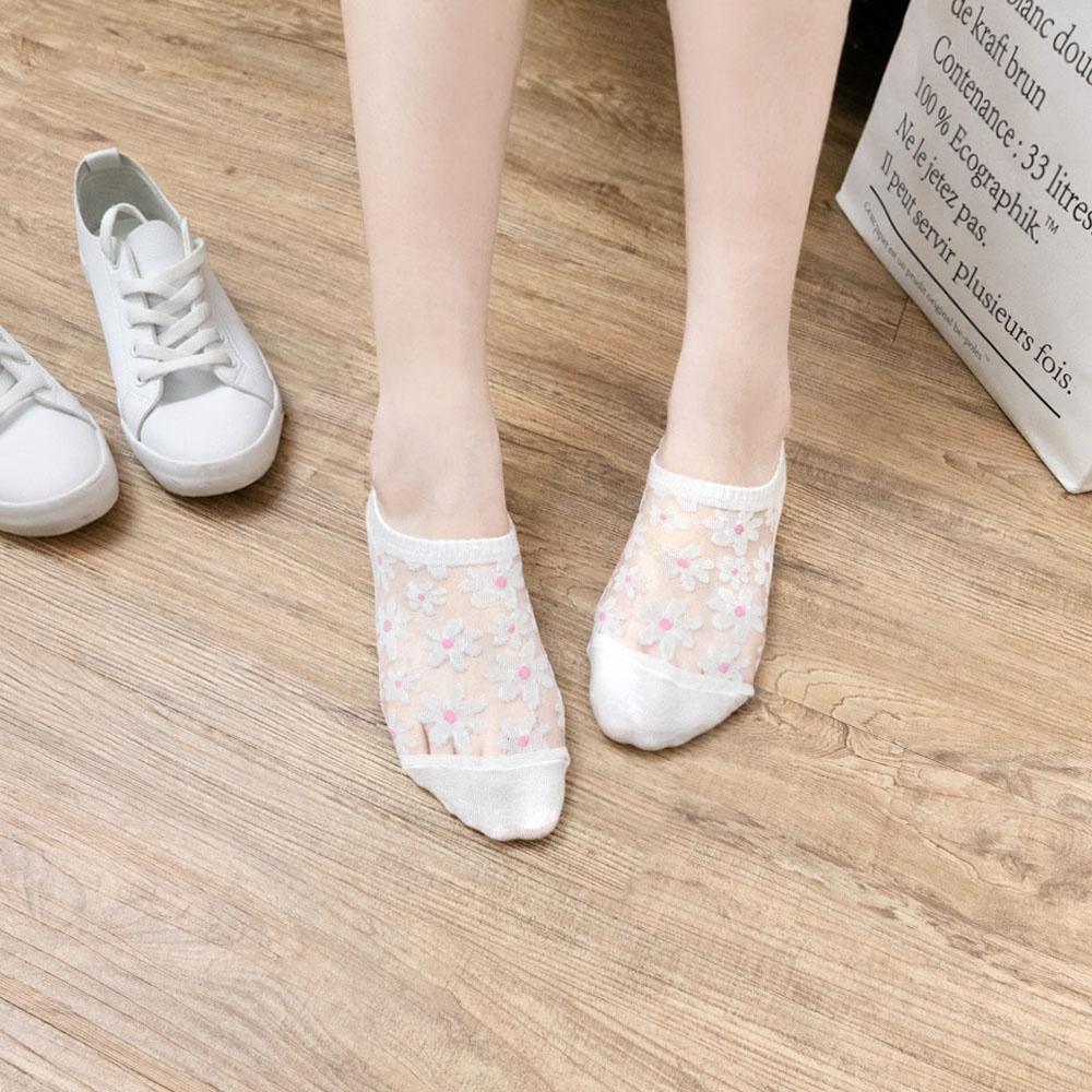 AHUA阿華有事嗎 韓國襪子 滿版花朵透膚船型襪 K1699 襪子推薦 流行襪首選 長襪 可愛 日系短襪-細節圖4