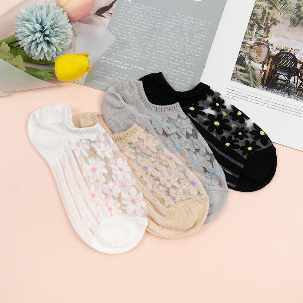 AHUA阿華有事嗎 韓國襪子 滿版花朵透膚船型襪 K1699 襪子推薦 流行襪首選 長襪 可愛 日系短襪-細節圖5