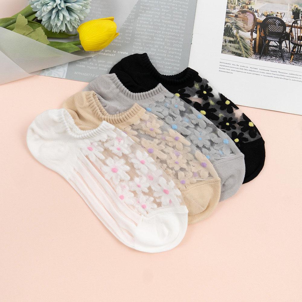 AHUA阿華有事嗎 韓國襪子 滿版花朵透膚船型襪 K1699 襪子推薦 流行襪首選 長襪 可愛 日系短襪-細節圖6