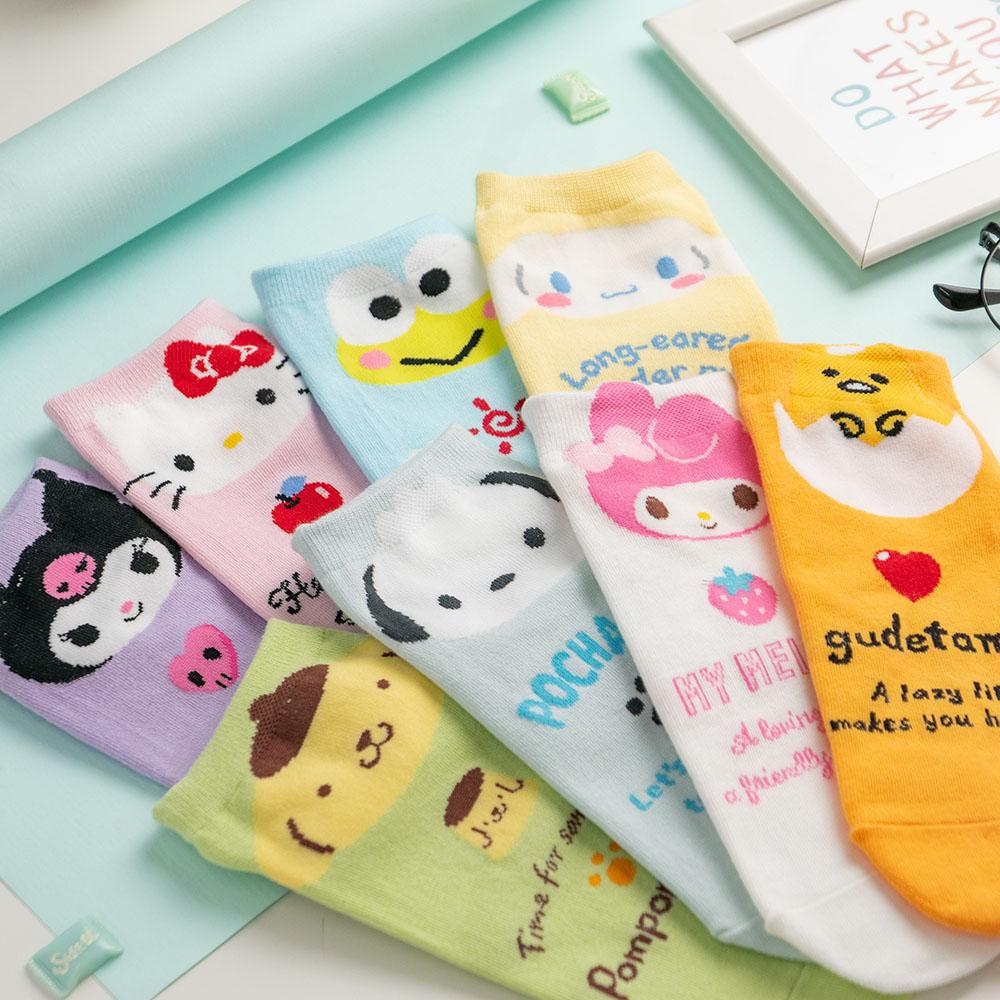 AHUA阿華有事嗎 韓國襪子 三麗鷗大頭英文短襪 K1743 正韓少女襪 韓妞必備長襪 百搭純棉襪 卡通襪 可愛-細節圖8