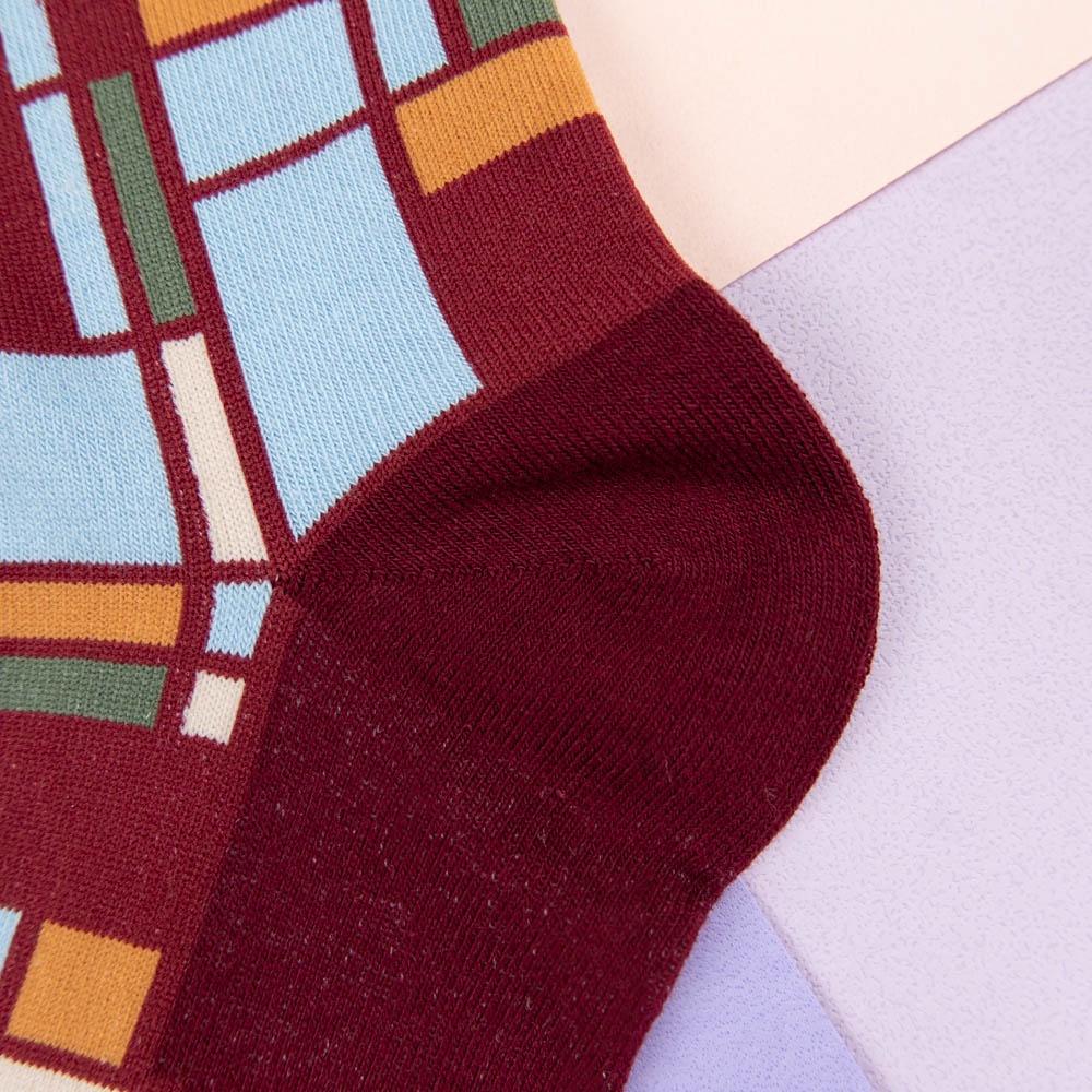 AHUA阿華有事嗎 韓國襪子 蒙德里安彩色幾何中筒襪 【K1481】少女襪 韓妞必備中筒襪 百搭純棉襪-細節圖8