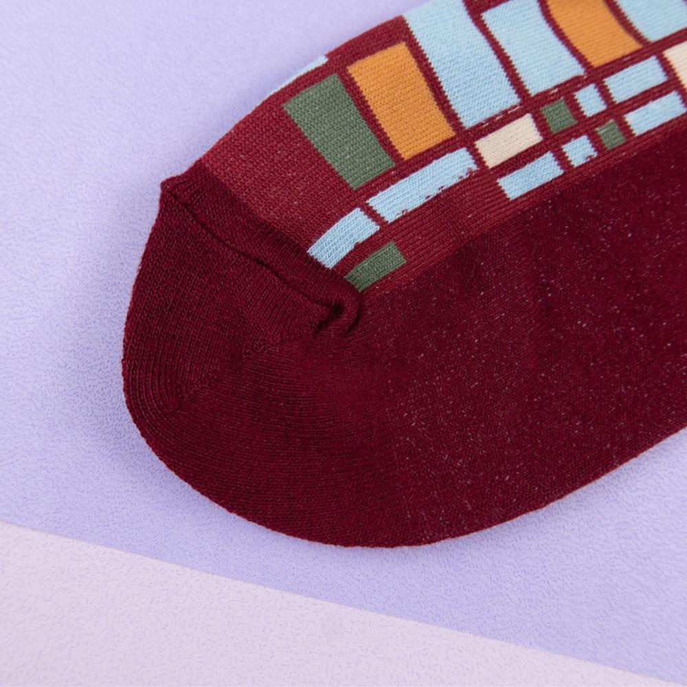 AHUA阿華有事嗎 韓國襪子 蒙德里安彩色幾何中筒襪 【K1481】少女襪 韓妞必備中筒襪 百搭純棉襪-細節圖9