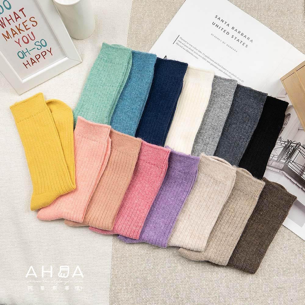 AHUA阿華有事嗎 韓國襪子 純色喀什米爾羊絨中筒襪 K1626 女襪 女生襪子推薦 流行襪首選 長襪 純棉襪 羊毛襪-細節圖5