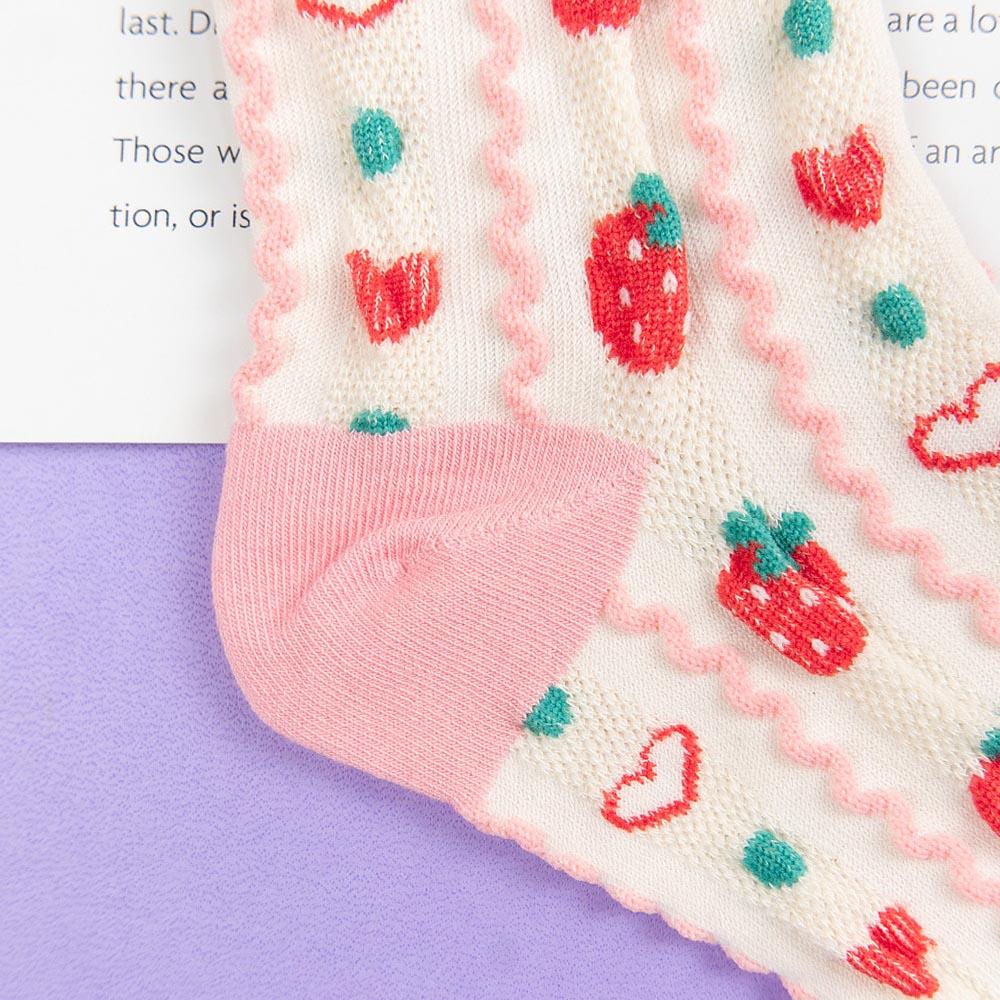 AHUA阿華有事嗎 韓國襪子 立體草莓中筒襪 K1662 襪子推薦 流行襪首選 長襪 可愛 日系襪子-細節圖7