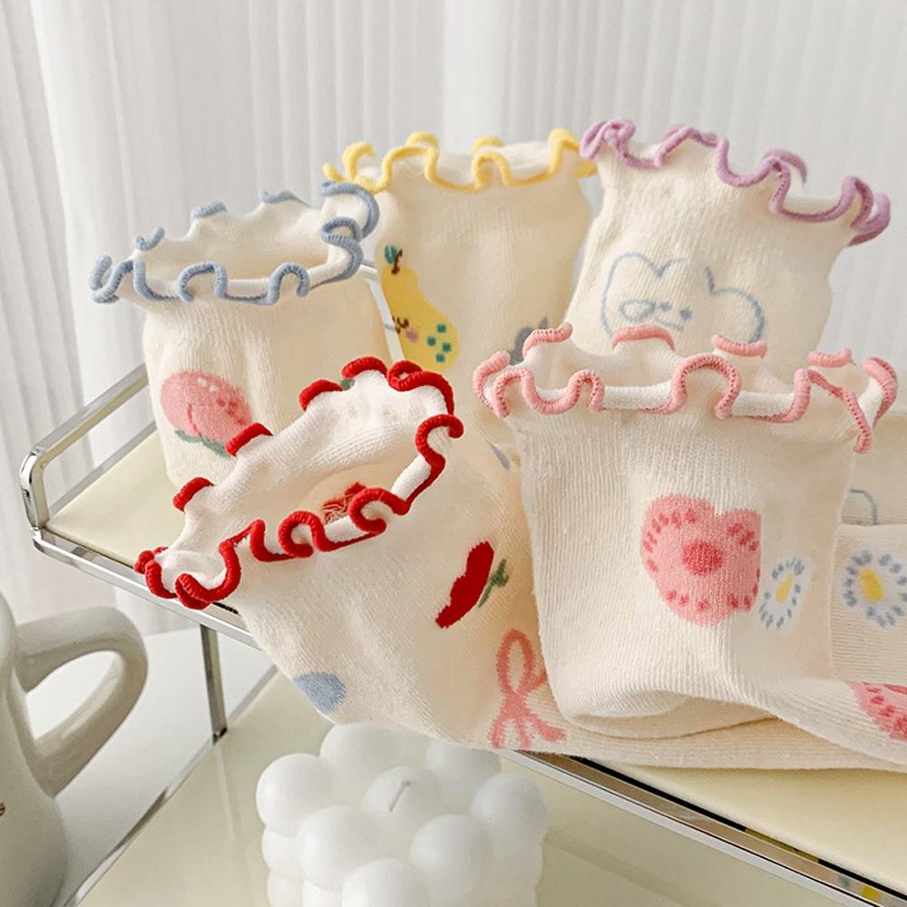 AHUA阿華有事嗎  日系襪子 QQ捲邊滿版插圖短襪【S0450】可愛 休閒 少女襪 韓妞必備短襪 百搭純棉襪-細節圖5