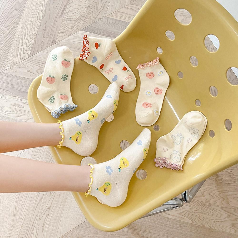 AHUA阿華有事嗎  日系襪子 QQ捲邊滿版插圖短襪【S0450】可愛 休閒 少女襪 韓妞必備短襪 百搭純棉襪-細節圖7