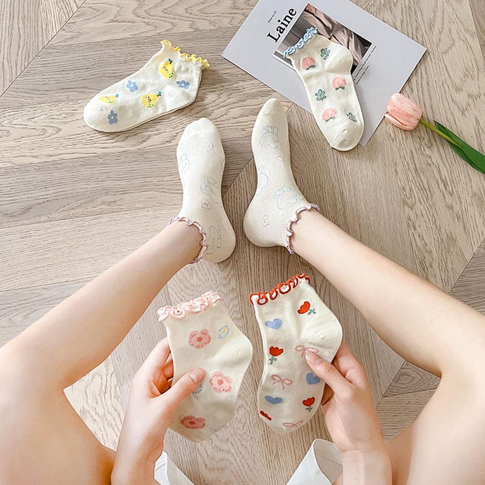 AHUA阿華有事嗎  日系襪子 QQ捲邊滿版插圖短襪【S0450】可愛 休閒 少女襪 韓妞必備短襪 百搭純棉襪-細節圖9