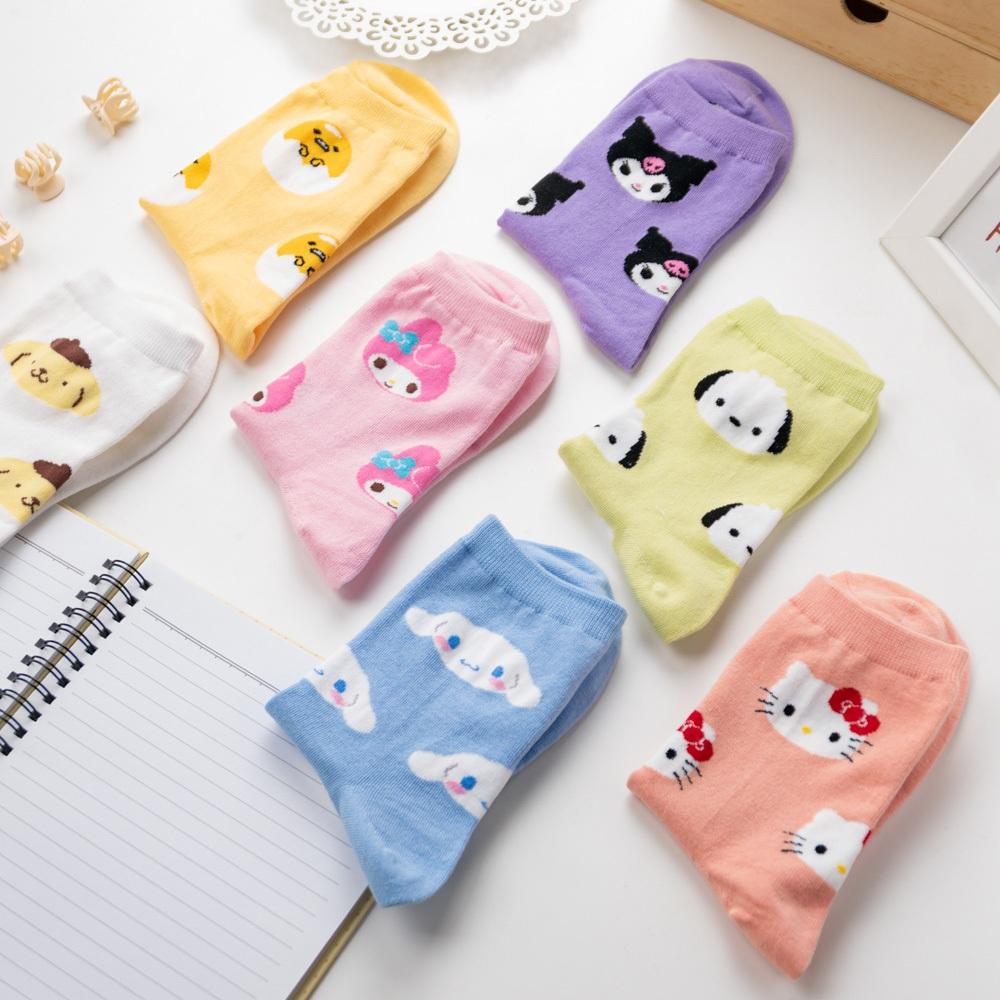 AHUA阿華有事嗎 韓國襪子 滿版三麗鷗人物小頭中筒襪 K1885 韓妞必備 百搭純棉襪 卡通 日系 可愛-細節圖4