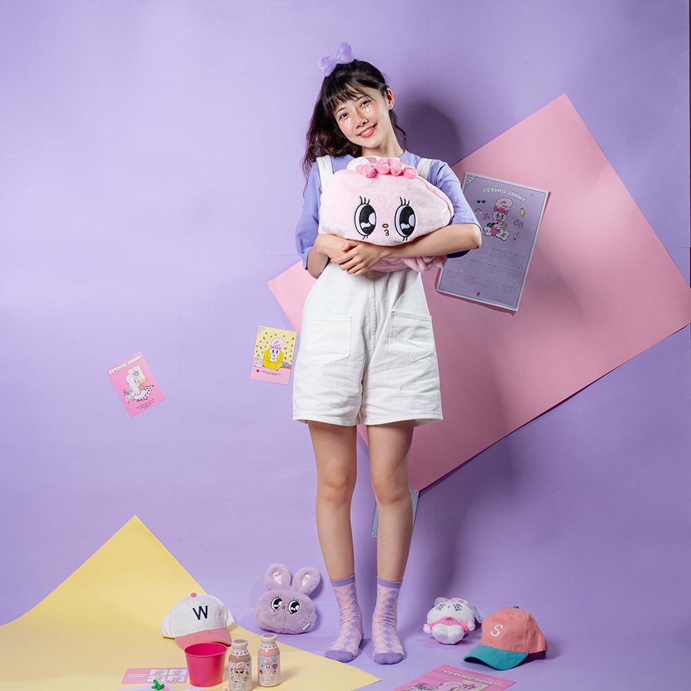 AHUA 艾絲樂小兔聯名襪 幾何電繡AB中筒襪 MIT襪子 女生襪子 女襪 襪子推薦 純棉襪子 R0017 阿華有事嗎-細節圖3