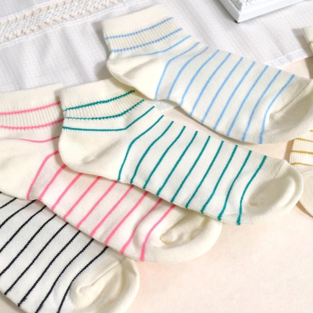 AHUA 阿華有事嗎 奶油色條紋短襪 K2305 正韓襪子 百搭純棉襪 韓妞必備 少女襪-細節圖3