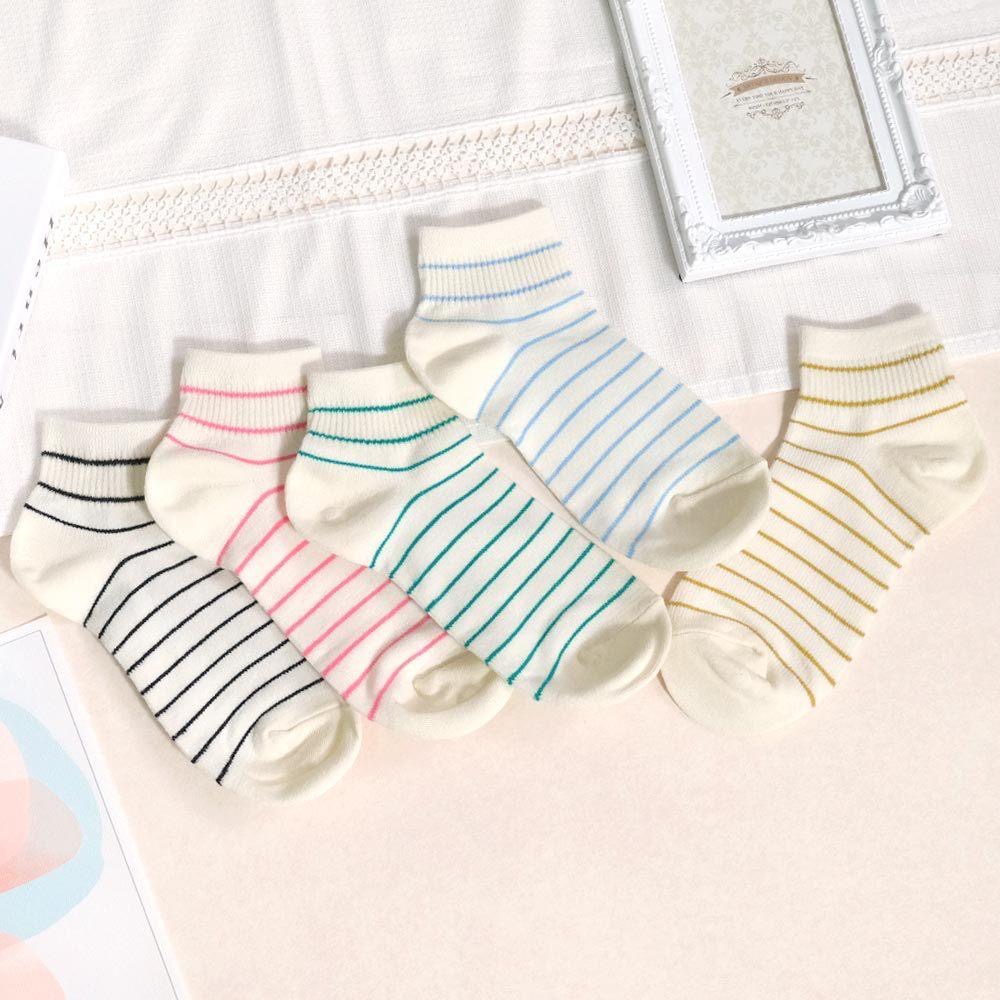 AHUA 阿華有事嗎 奶油色條紋短襪 K2305 正韓襪子 百搭純棉襪 韓妞必備 少女襪-細節圖4