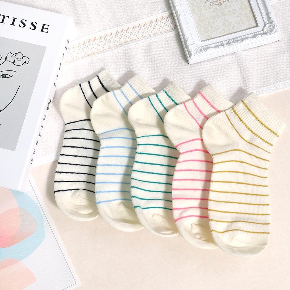 AHUA 阿華有事嗎 奶油色條紋短襪 K2305 正韓襪子 百搭純棉襪 韓妞必備 少女襪-細節圖5