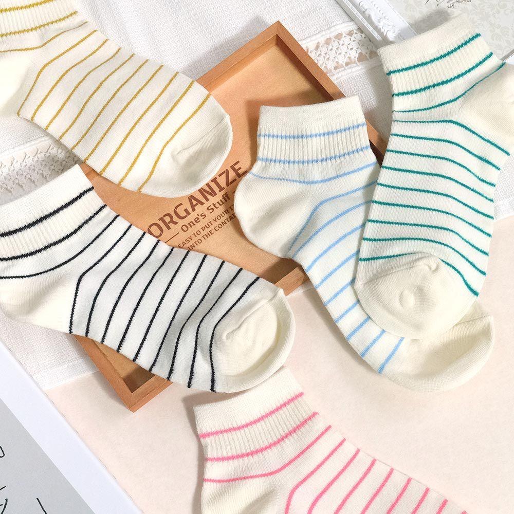 AHUA 阿華有事嗎 奶油色條紋短襪 K2305 正韓襪子 百搭純棉襪 韓妞必備 少女襪-細節圖7