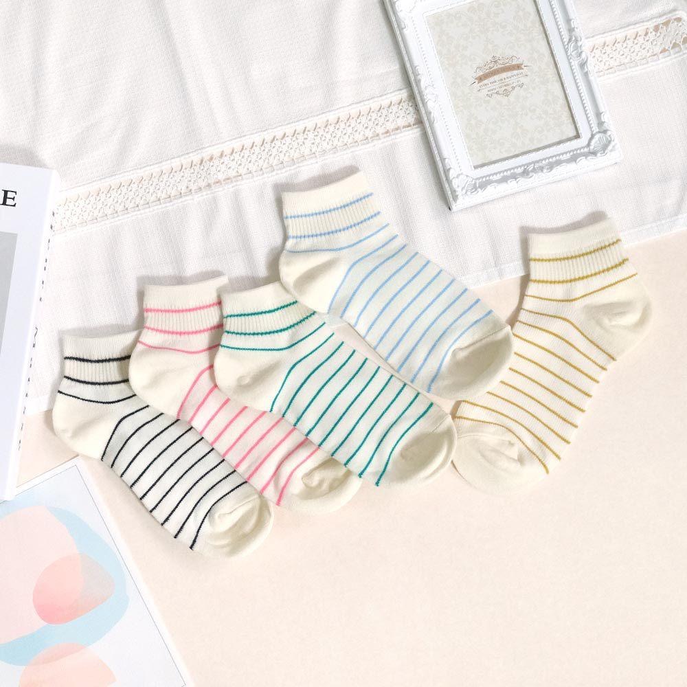 AHUA 阿華有事嗎 奶油色條紋短襪 K2305 正韓襪子 百搭純棉襪 韓妞必備 少女襪-細節圖8