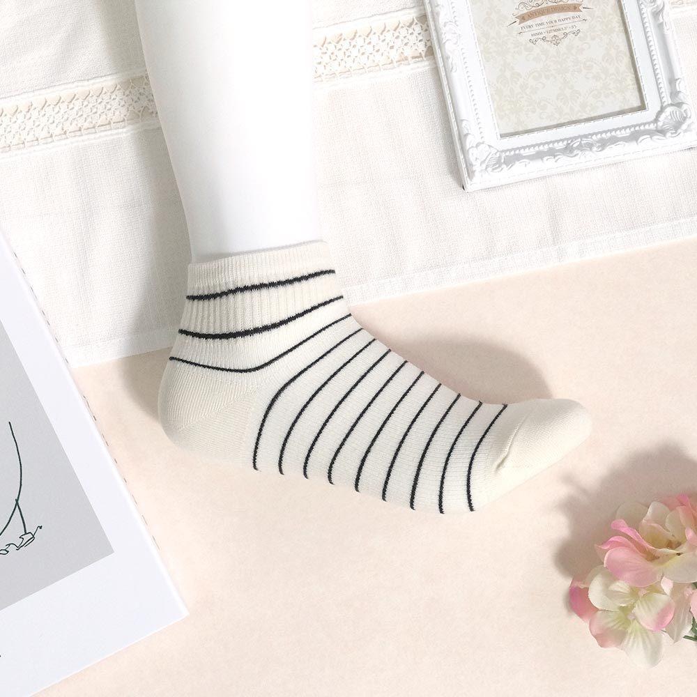 AHUA 阿華有事嗎 奶油色條紋短襪 K2305 正韓襪子 百搭純棉襪 韓妞必備 少女襪-細節圖9