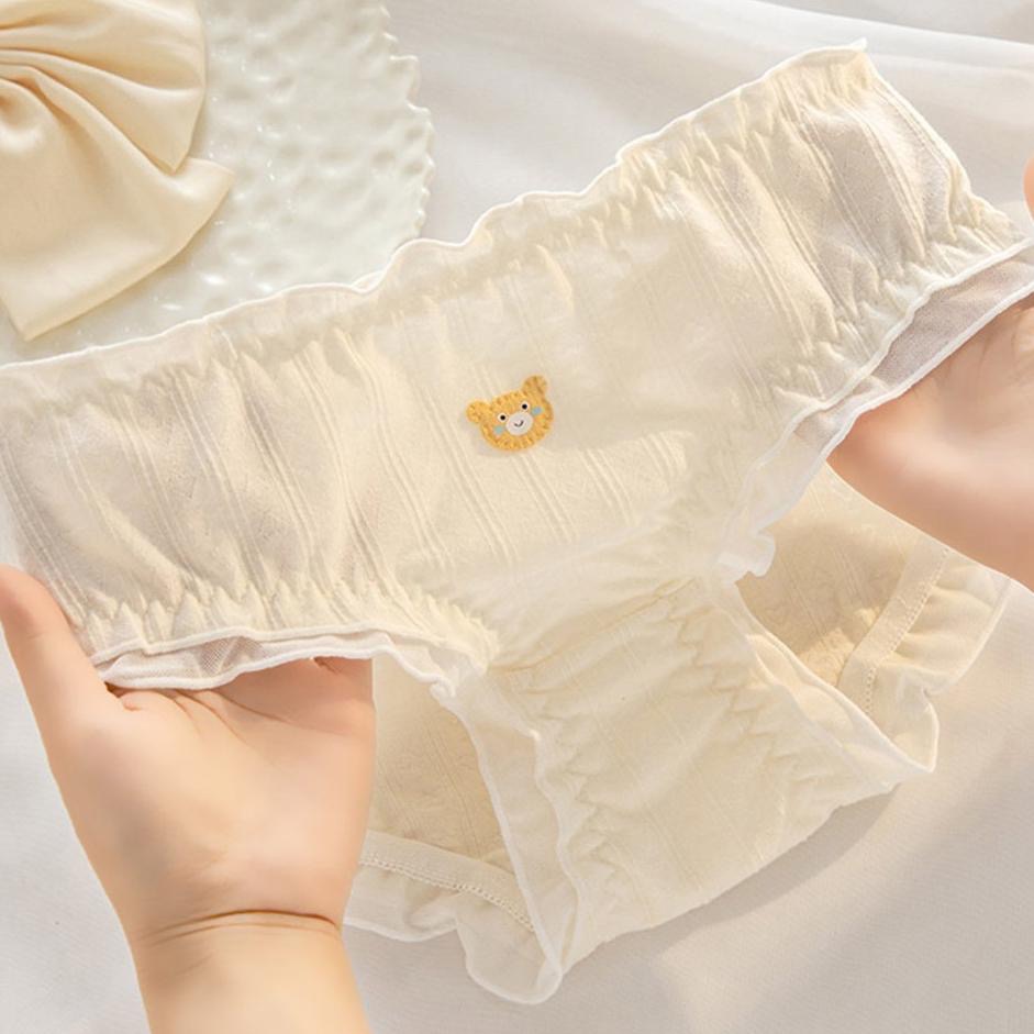 AHUA阿華有事嗎 純棉抗菌熊熊布貼透氣內褲 I0078 韓系內著 可愛內褲 純棉內褲 舒適內褲 女內著-細節圖6