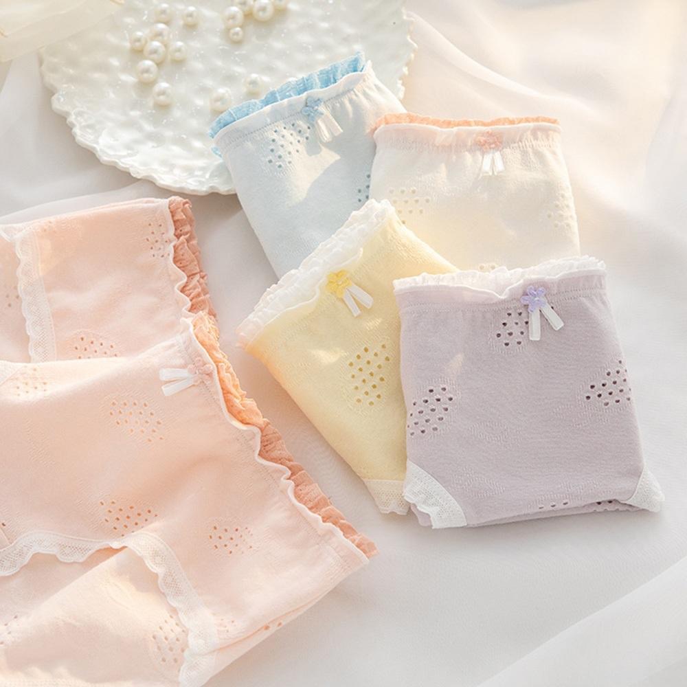 AHUA阿華有事嗎 純色捲邊洞洞透氣蕾絲中腰內褲 I0075 韓系內著 可愛內褲 純棉內褲 舒適內褲 女內著-細節圖5